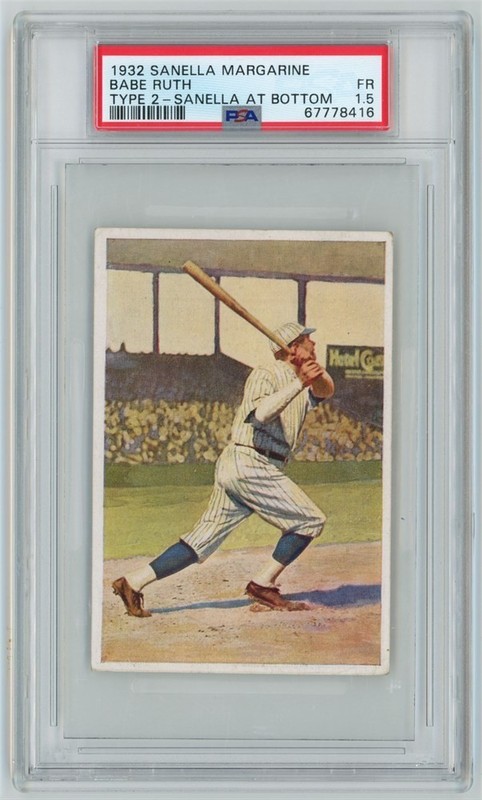 1932 Sanella Margarine Babe Ruth Type 2 Sanella At Bottom PSA 1.5 FAIR