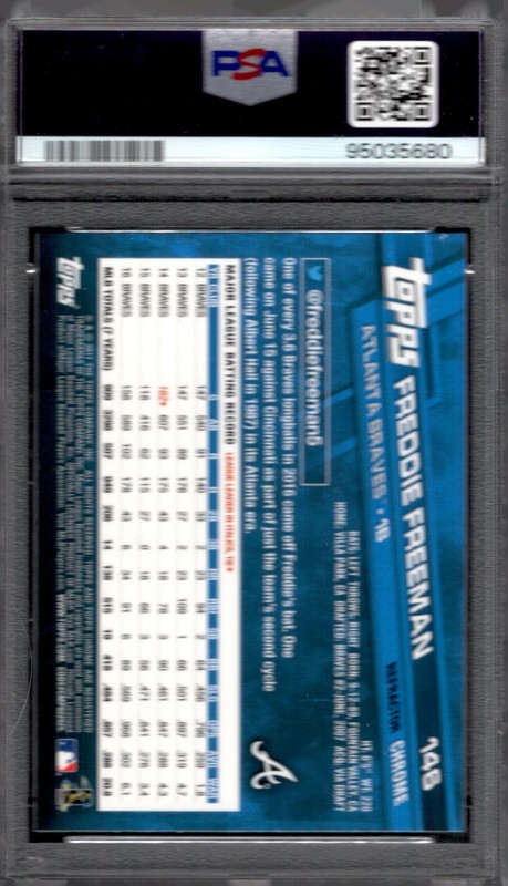 Freddie Freeman 2017 Topps Chrome Refractor #146 BRAVES/DODGERS PSA 10 GEM MINT view 2
