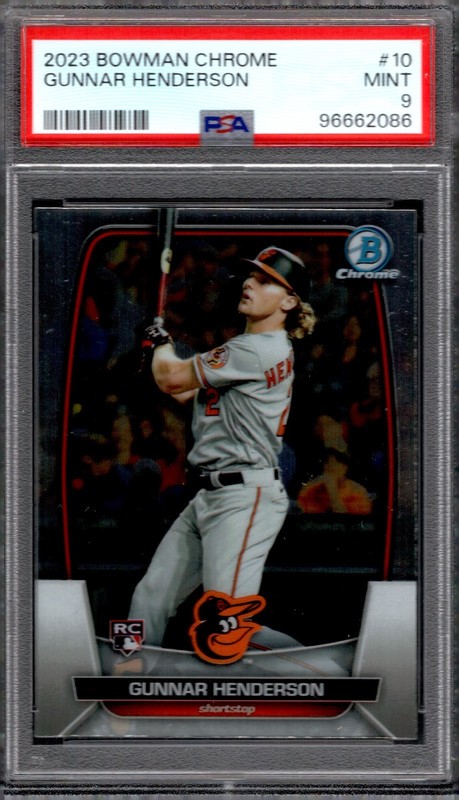 2023 Bowman Chrome Gunnar Henderson #10 RC Baltimore Orioles PSA 9 GEM MINT