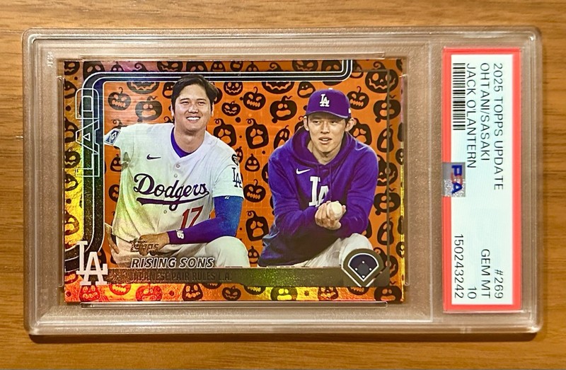 2025 Topps Shohei Ohtani RARE ORANGE SSP NON AUTO ROY PSA 10 GEM Dodgers MVP /25