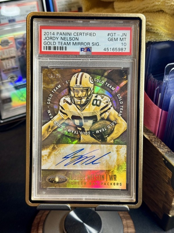 2014 Panini Certified Jordy Nelson Gold Team Auto #d /25  PSA 10 Packers