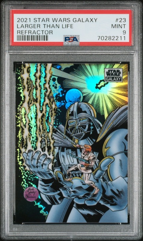 (PSA 9) 2021 Star Wars Galaxy #23, “Larger Than Life” Refractor view 2