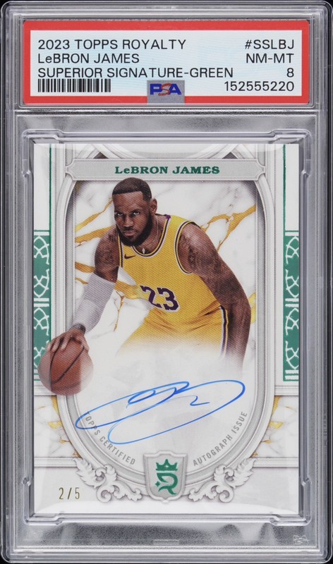 2024 Topps Royalty LeBron James Superior Signature #SS-LBJ On Card Auto /5 PSA 8