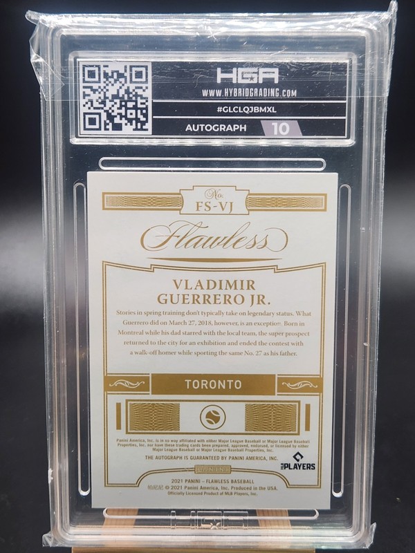 2021 Panini Flawless Vladimir Guerrero Jr.  /20 Auto HGA 9.5 view 2