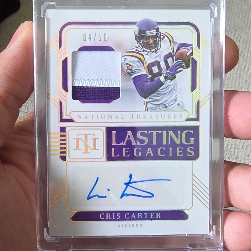 Panini National Treasures Cris Carter Auto Patch LL-CCR /10 Vikings