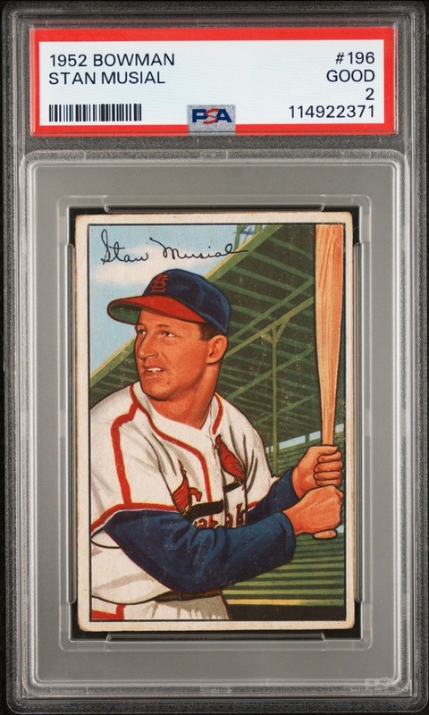 Stan Musial 1952 Bowman PSA 2 Good Cardinals Legend Great Color (#196)