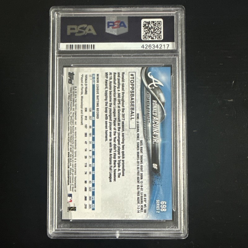 2018 Topps Ronald Acuna Jr. RC "Bat Down" PSA 10 Braves view 2