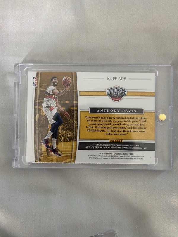 2018-19 Panini Opulence Anthony Davis Golden GW Patch Auto Holo Gold #/25 view 2