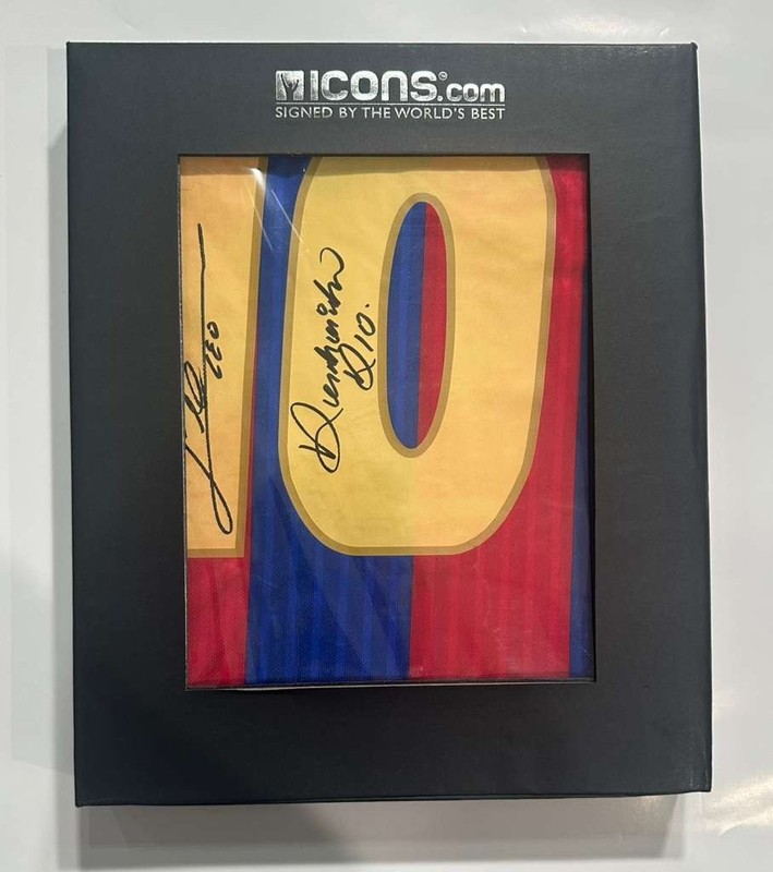 Lionel Messi Ronaldinho Signed Dual Barcelona 2019/20 Jersey Icons COA Auto