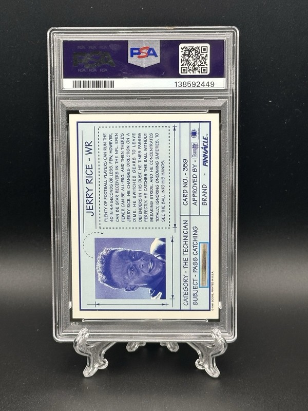 Jerry Rice #359 1991 Pinnacle Football 49ers HOF PSA 10 view 2