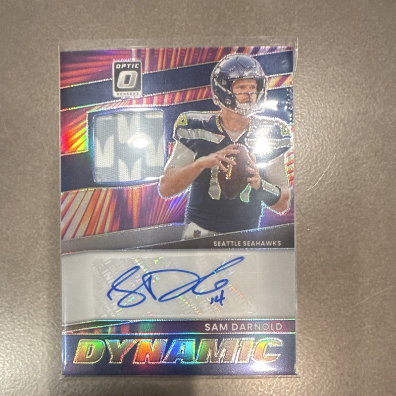2025 Panini Donruss Optic Dynamic Patch Auto Sam Darnold Seahawks DPA-SD /35