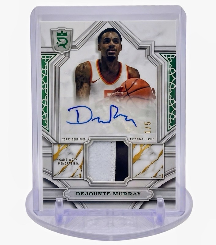 2023-24 Topps Royalty Dejounte Murray Relic Signatures Green /5 Auto Patch RA-DM