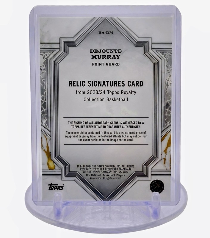 2023-24 Topps Royalty Dejounte Murray Relic Signatures Green /5 Auto Patch RA-DM view 2