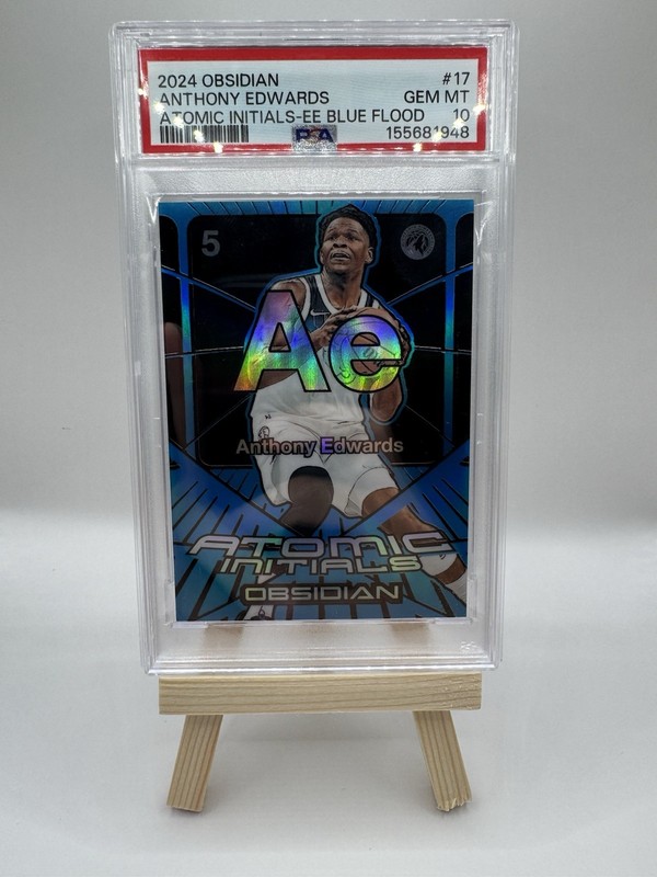 2024-25 Panini Obsidian - Anthony Edwards #17 Atomic Initials Blue /30 PSA 10