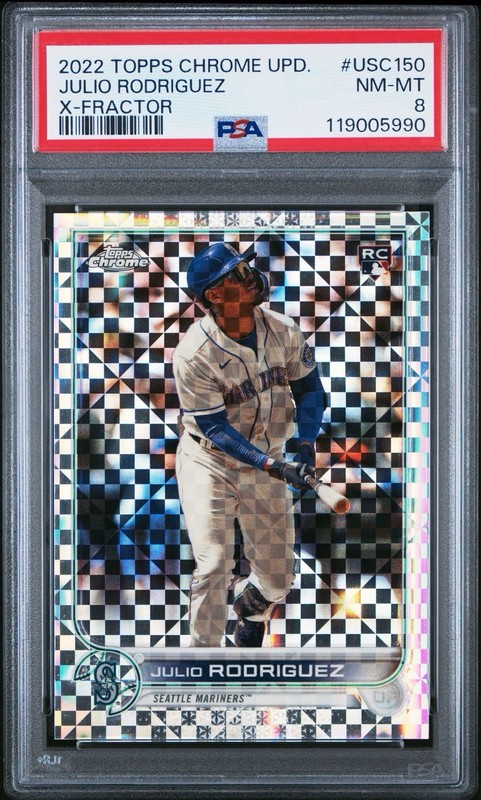 Julio Rodriguez 2022 Topps Chrome Update X-Fractor Rookie /99 PSA 8 (#USC150)