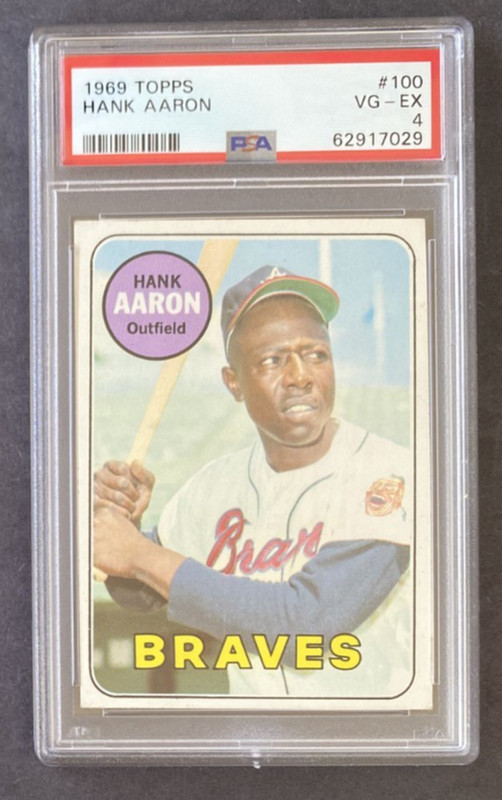 1969 Topps #100 Hank Aaron HOF Atlanta Braves PSA 4