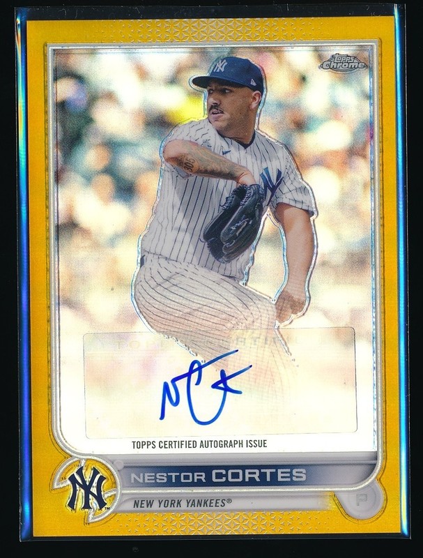 Nestor Cortes 2022 Topps Chrome Gold Refractor Auto 25/50 view 1