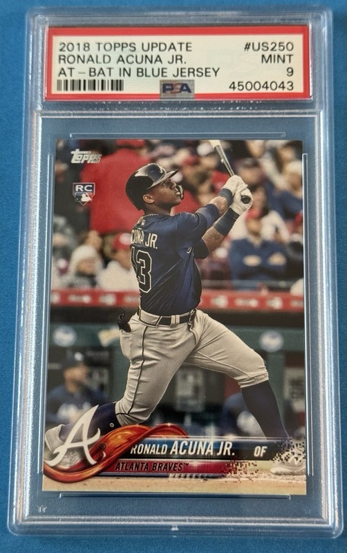 2018 Topps Update Ronald Acuna Jr. US250 Rookie PSA 9  At Bat Braves Blue Jersey