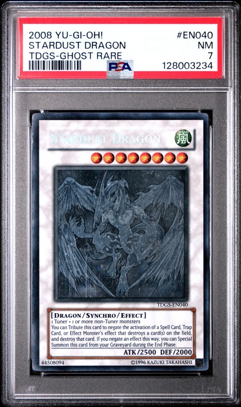 Stardust Dragon Yugioh 2008 TDGS-EN040 Ghost Rare Unlimited PSA 7