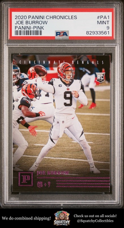 2020 Panini Chronicles #PA-1 Joe Burrow Panini Pink PSA 9