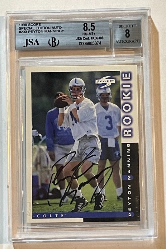 1998 Score Peyton Manning 1/1 Rookie Auto BGS 8.5 Colts RC Autograph 1 of 1