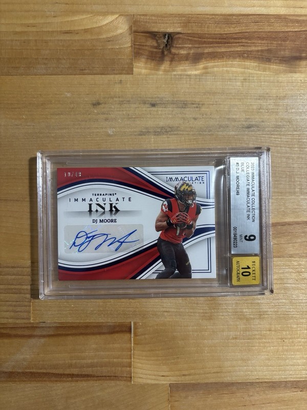 2023 Panini Immaculate Collegiate Immaculate Blue Ink DJ MOORE Auto /49 BGS 9