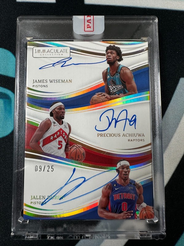22-23 Panini Immaculate TA-JPJ Triple Auto Jalen Duran, Achiuwa,Wiseman /25