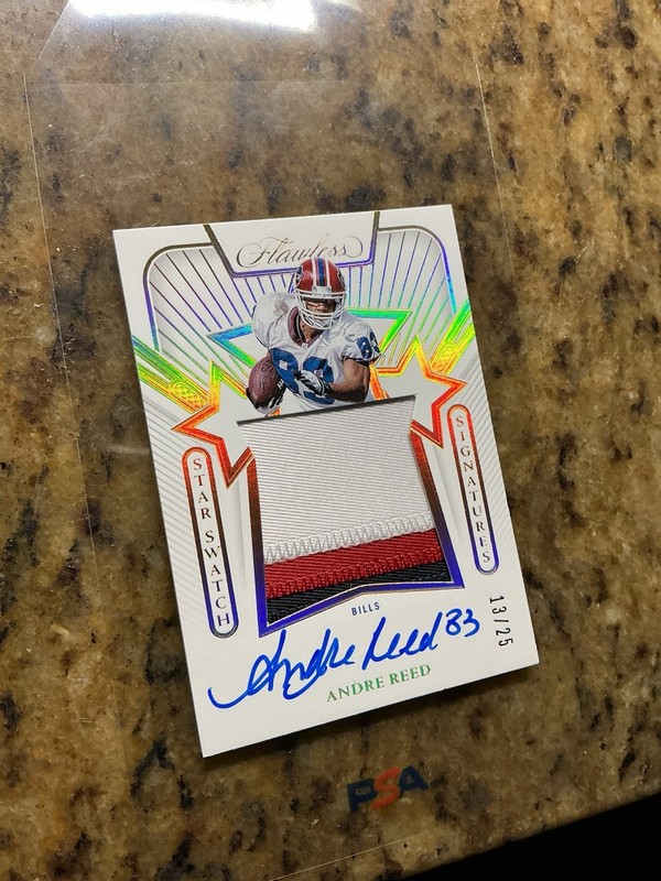 2024-25 Flawless Andre Reed On Card Star Swatch 3-Clr Silver Patch Auto #/25
