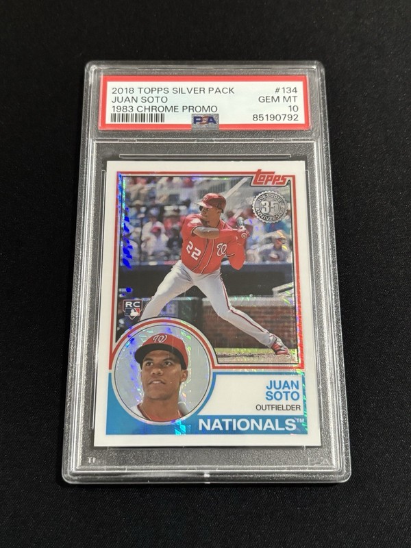 Juan Soto 2018 Topps Silver Pack Rookie Card PSA 10 - 1983 Chrome Promo #134 RC