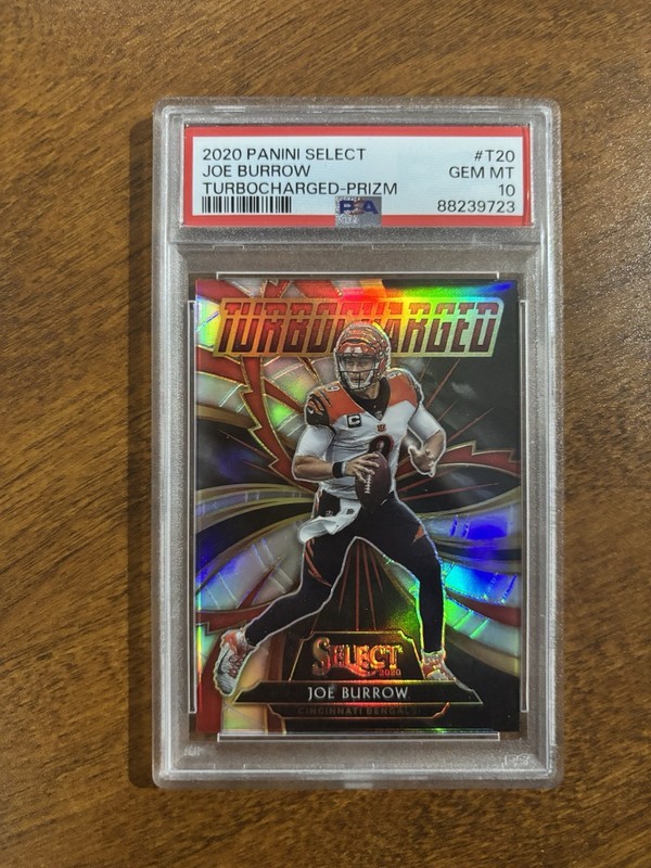 ✨2020 Panini Select Joe Burrow Turbocharged Silver Prizm Rookie RC #T20 PSA 10