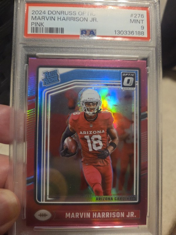 6888 Marvin Harrison Jr 2024 Panini Donruss 276 Optic Pink Rated Rookie PSA 9