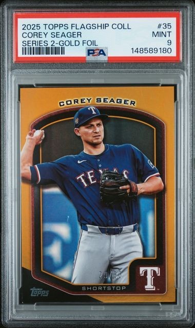 2025 Topps Flagship Collection 2 Gold #35 Corey Seager Texas Rangers /50 PSA 9