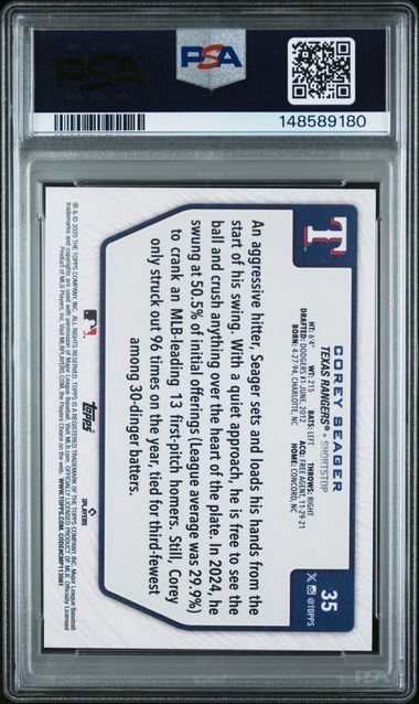 2025 Topps Flagship Collection 2 Gold #35 Corey Seager Texas Rangers /50 PSA 9 view 2
