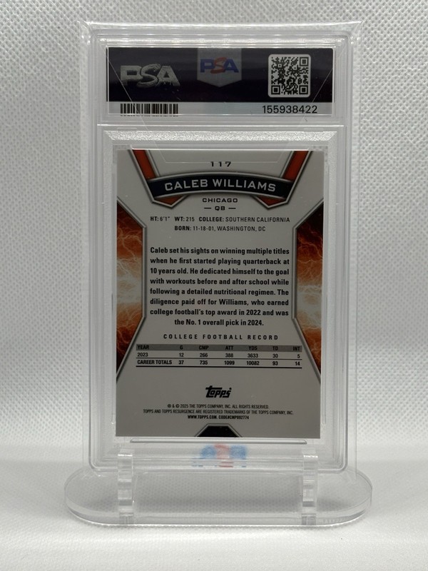 Topps 2024 Resurgence Rookies Caleb Williams RC Prism Refractor #117 PSA 9 view 2