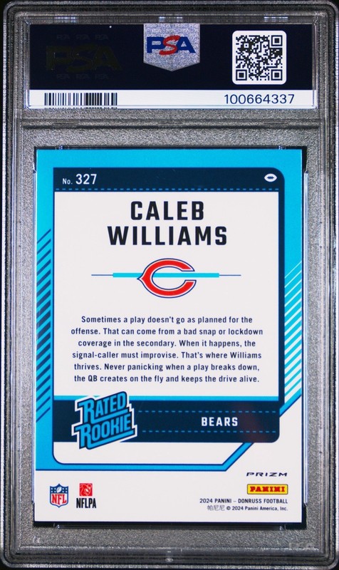 2024 Panini Donruss Caleb Williams #327 Optic Preview Red Pandora PSA 10 GEM view 2