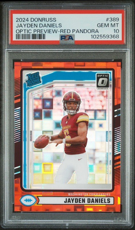 2024 Panini Donruss - Jayden Daniels Optic Preview Red Pandora PSA 10