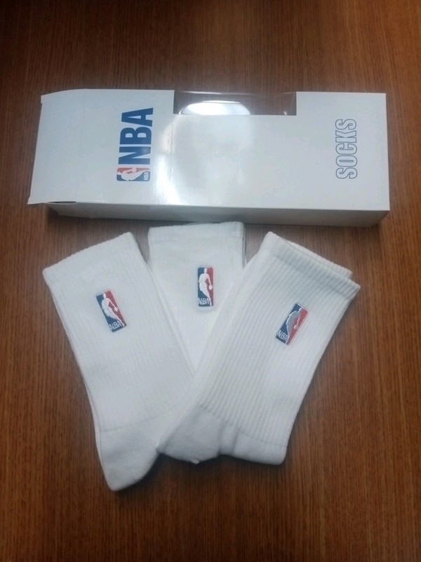 NBA Logoman men's basketball crew socks white shoe size 6-12 view 2