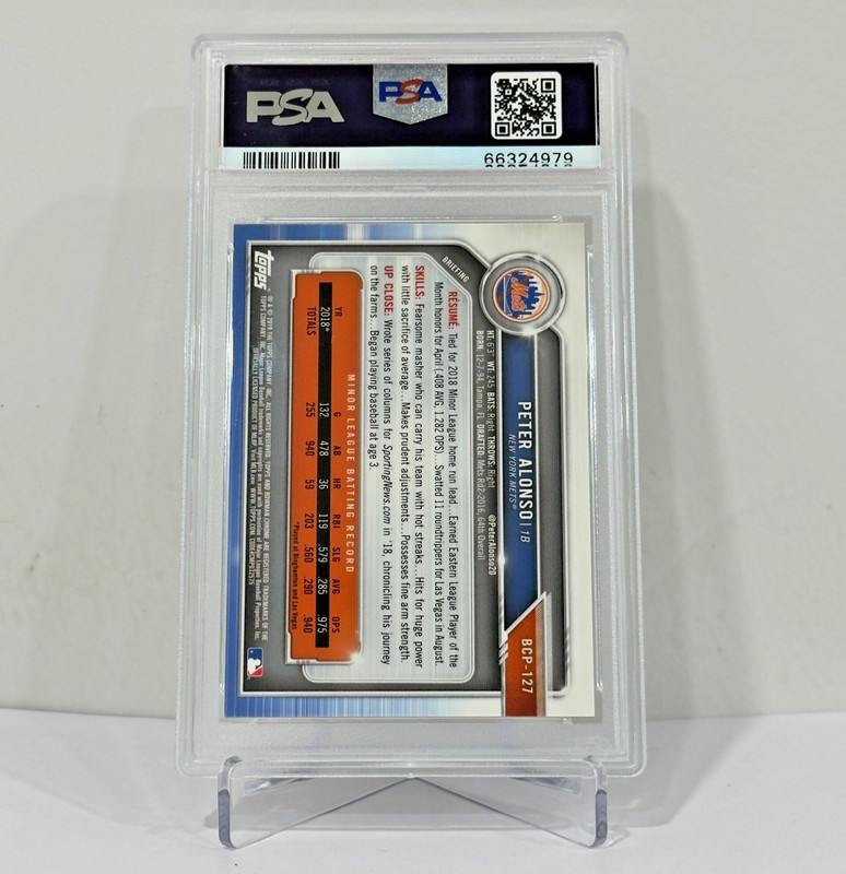 RARE 2019 Bowman Chrome Pete Alonso Green Shimmer /99 PSA 8 Mets Prospect Peter view 2