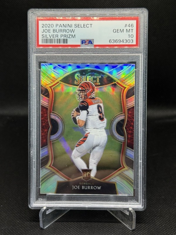 2020 Joe Burrow Panini Select Concourse Level Silver Prizm Rookie #46 PSA 10 RC