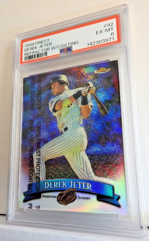 1998 FINEST DEREK JETER REFRACTOR #92~PSA 6~POP 22 W/ ONLY 19^~MINT CARD & CASE! view 2