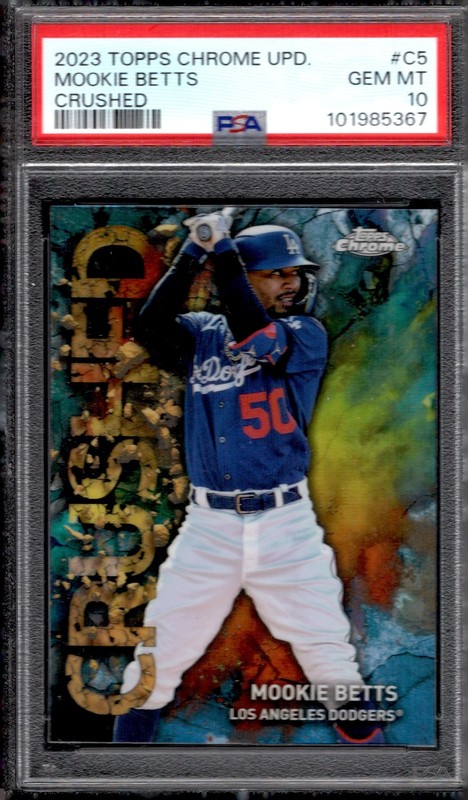 Mookie Betts CRUSHED 2023 Topps Chrome Update MLB Dodgers Case Hit SP PSA 10