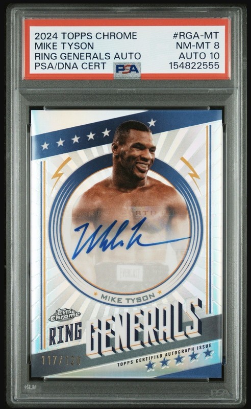 2024 Topps Chrome Boxing Ring Generals Auto Mike Tyson /120 PSA 8 Auto PSA 10