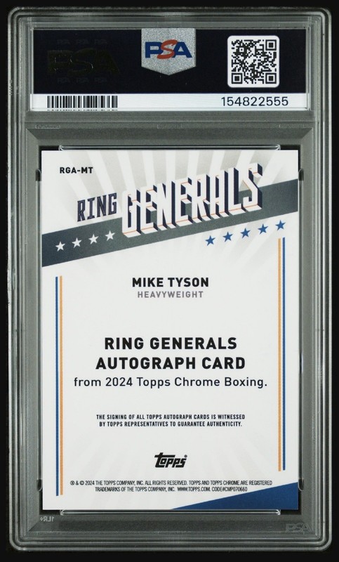 2024 Topps Chrome Boxing Ring Generals Auto Mike Tyson /120 PSA 8 Auto PSA 10 view 2