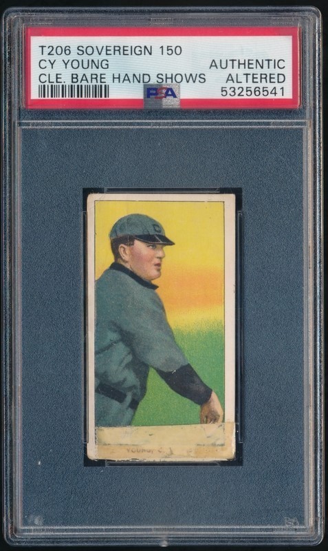 1909 T206 Cy Young Bare Hand Shows Sovereign 150 HOF PSA AUTHENTIC ALTERED