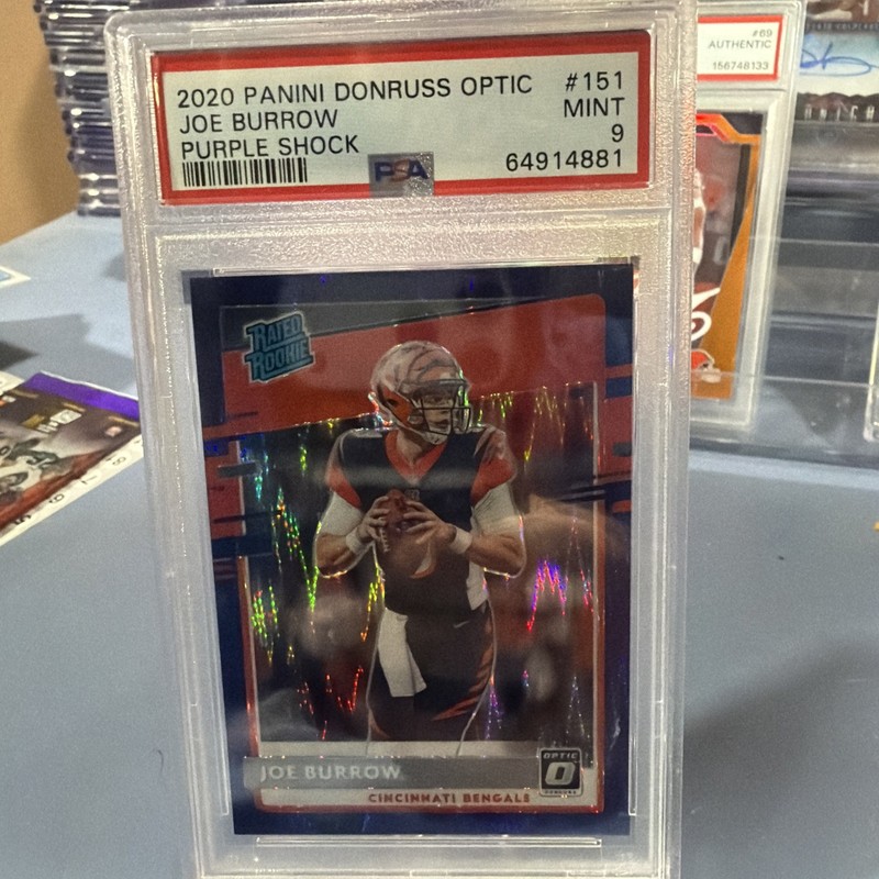 2020 Panini Donruss Optic Rated Rookies Joe Burrow #151 Purple Shock Prizm (RC)
