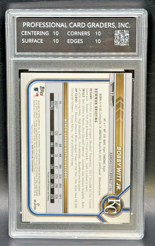 2022 Bowman Chrome Baseball Bobby Witt Jr. RC Rookie PCG 10 GEM MINT #77 view 2