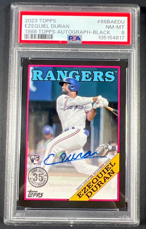 2023 Topps Ezequiel Duran Topps Black RC Auto /199 PSA NM-MT 8 Texas Rangers