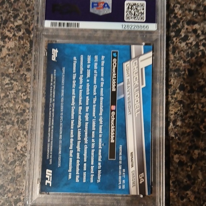 Topps 2017 Chrome UFC Chuck Liddell #54 Refractor PSA 10 Graded Card view 2