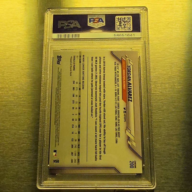 2020 Topps Chrome Yordan Alvarez Rookie Prism Refractor #200 PSA 10 Astros view 2