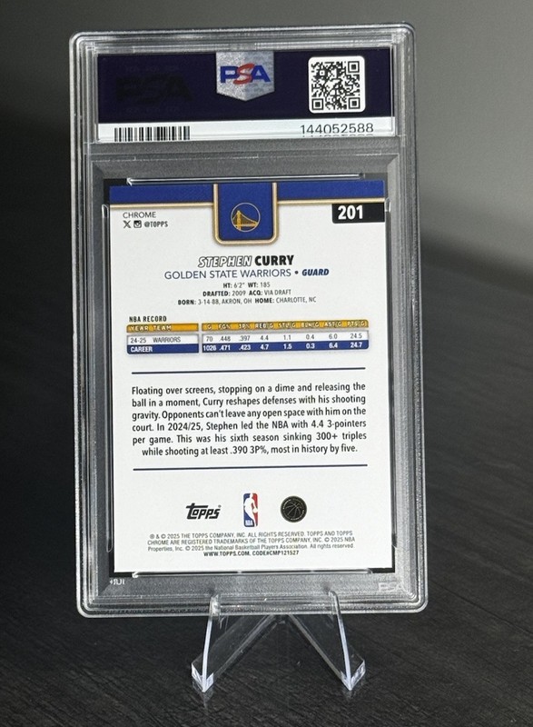 2025 TOPPS CHROME X-FRACTOR #201 STEPHEN CURRY PSA 10 💎 view 2